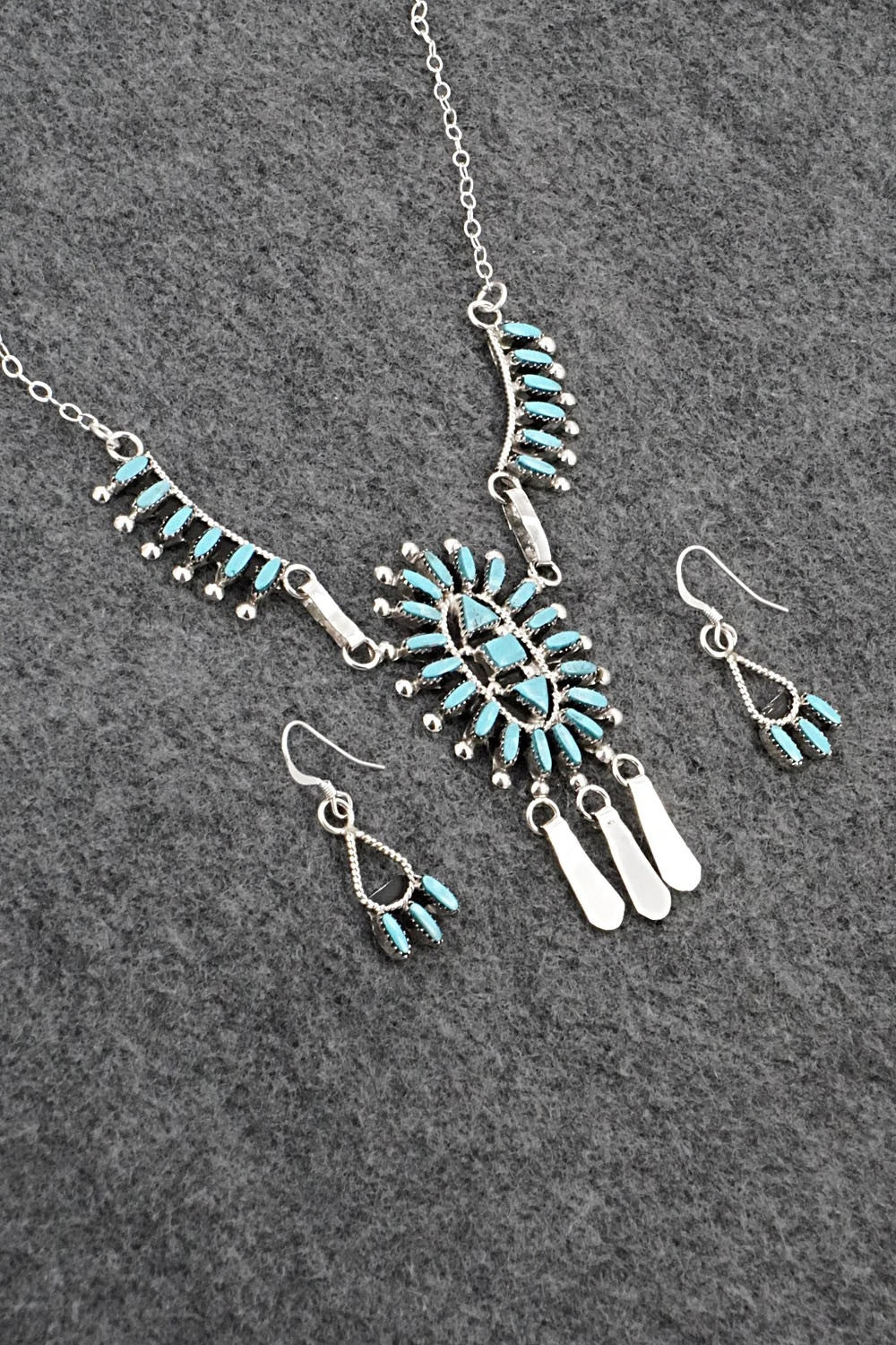 Turquoise & Sterling Silver Necklace Set - Evonne Hustito
