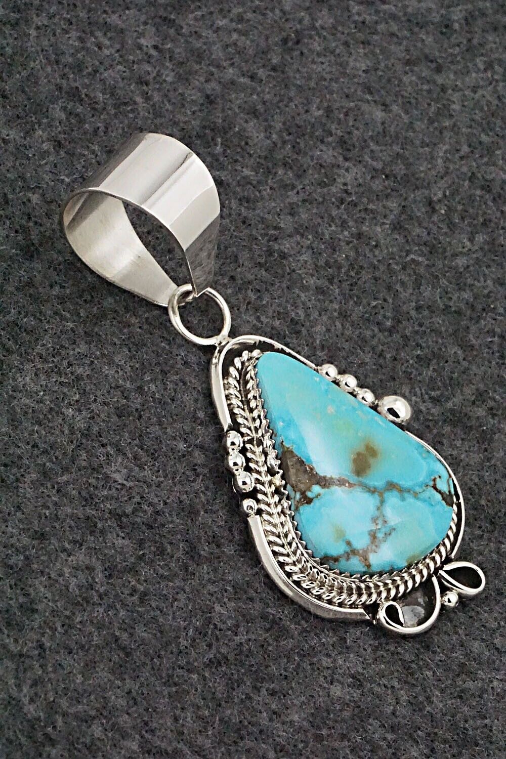 Turquoise and Sterling Silver Pendant - Leslie Nez