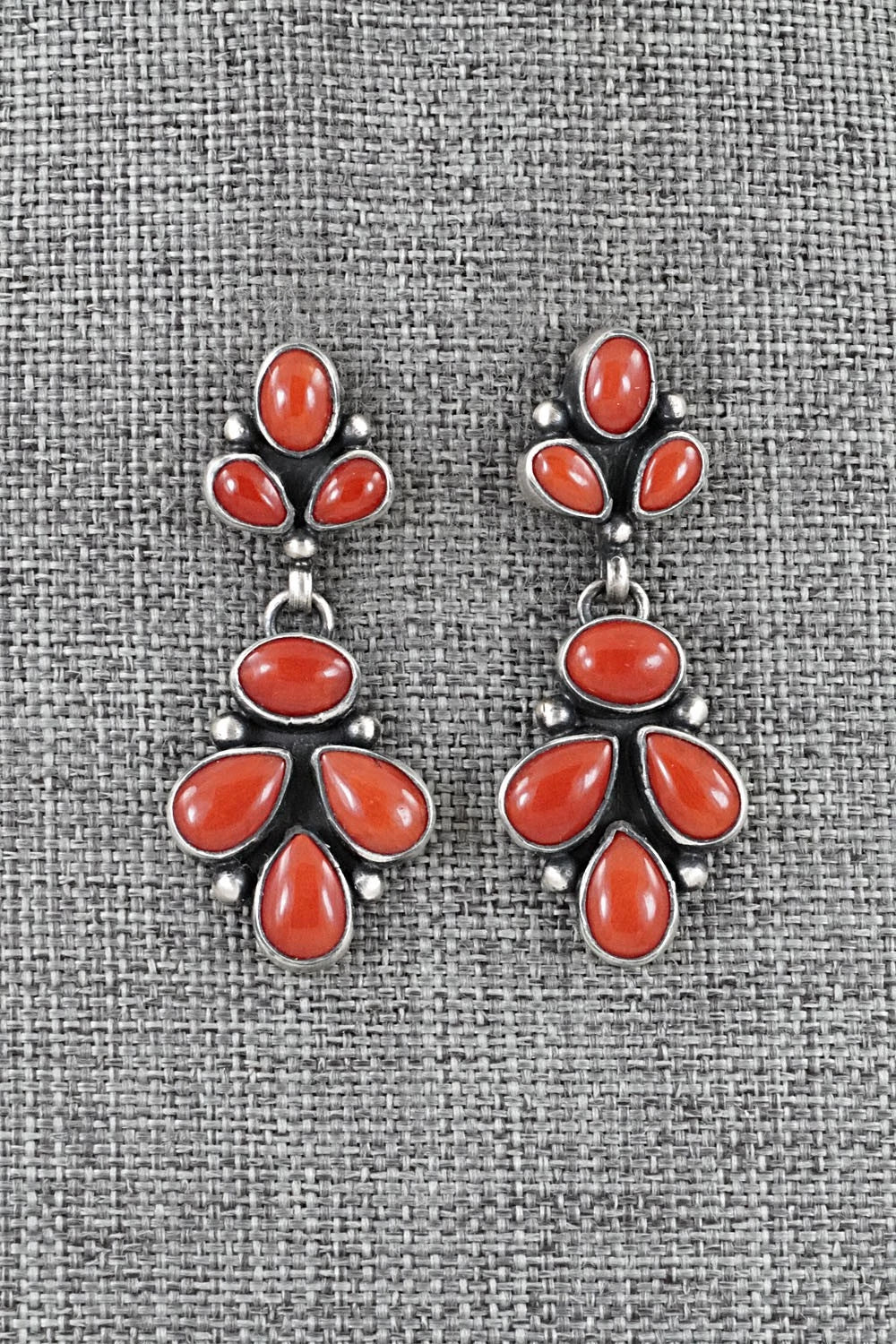 Coral & Sterling Silver Earrings - Angela Martin
