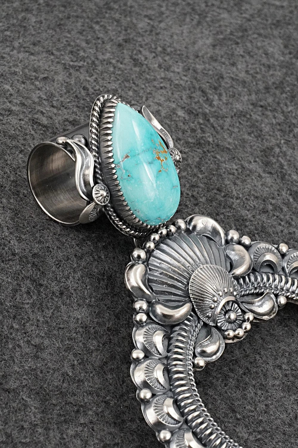 Turquoise & Sterling Silver Naja Pendant - Delbert Gordon