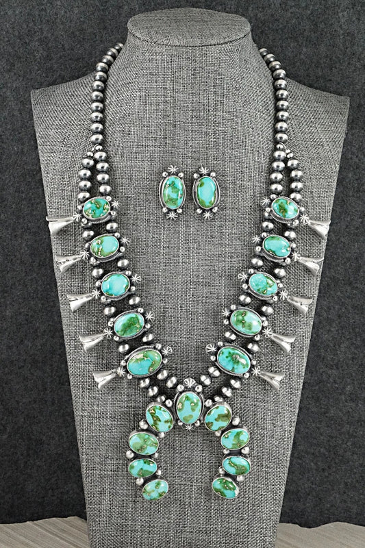 Turquoise & Sterling Silver Squash Blossom Set - Bob Becenti