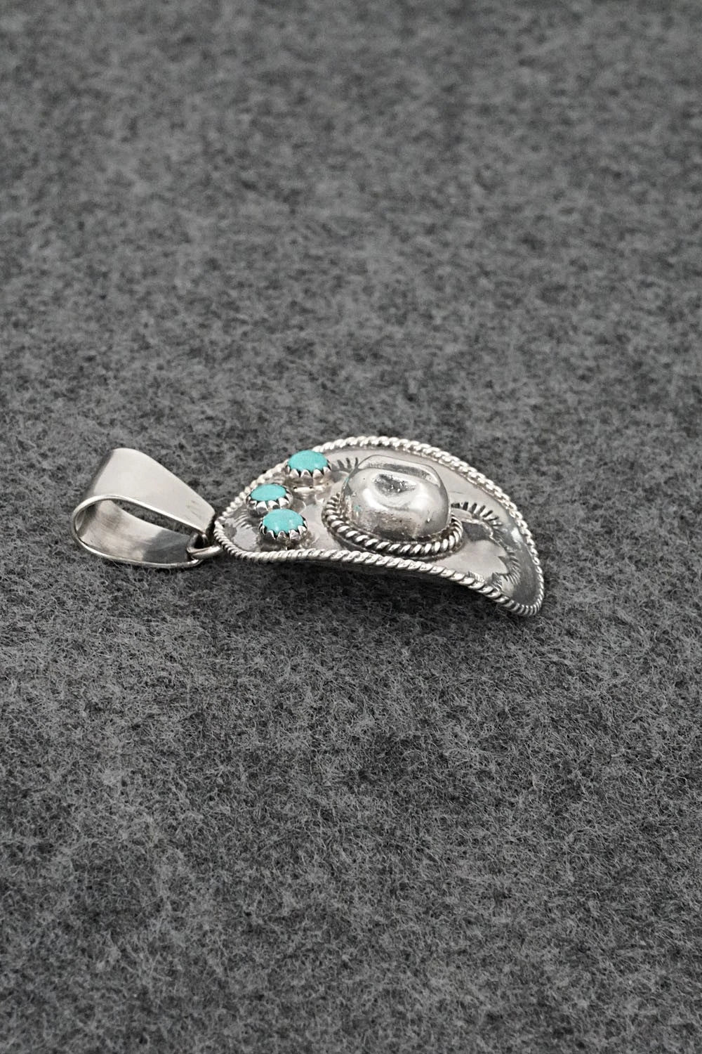 Turquoise & Sterling Silver Pendant - Bobby Platero
