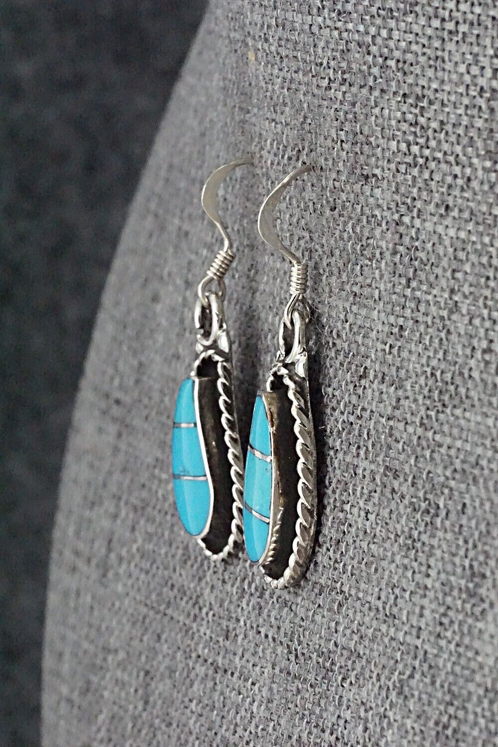 Turquoise & Sterling Silver Inlay Earrings - Susie Lowsayatee