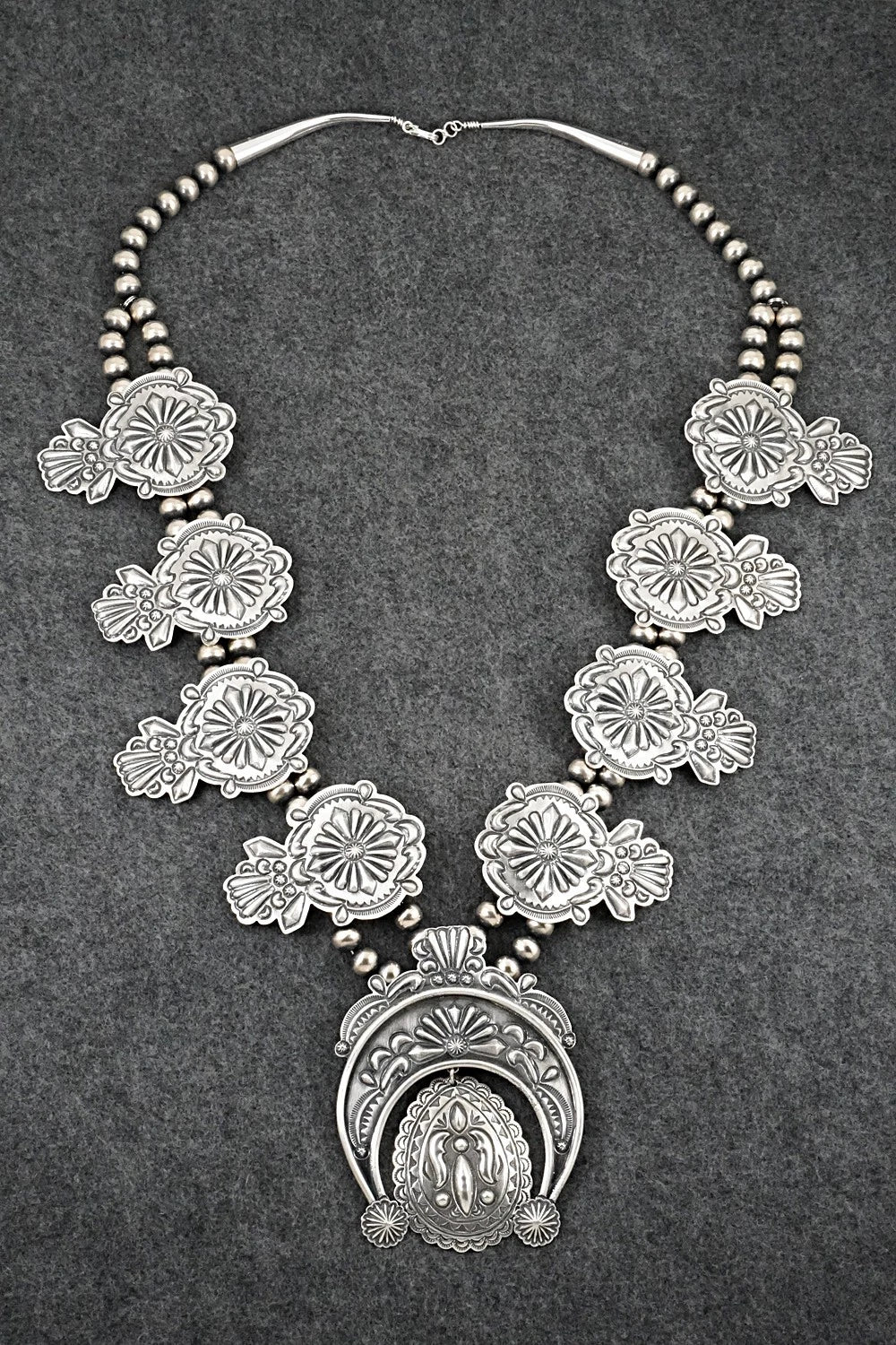 Sterling Silver Squash Blossom Necklace - Terry Charlie