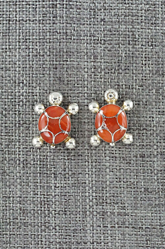 Coral & Sterling Silver Earrings - Amielda Peynetsa