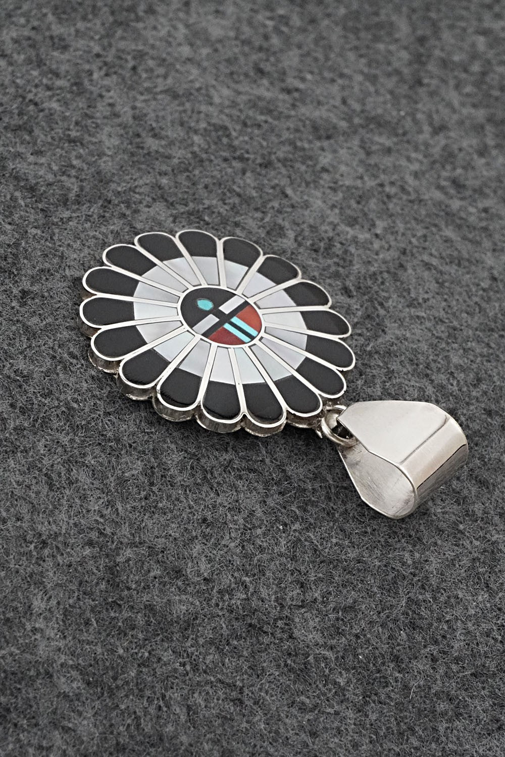 Multi-Stone & Sterling Silver Inlay Pendant - April Unkestine