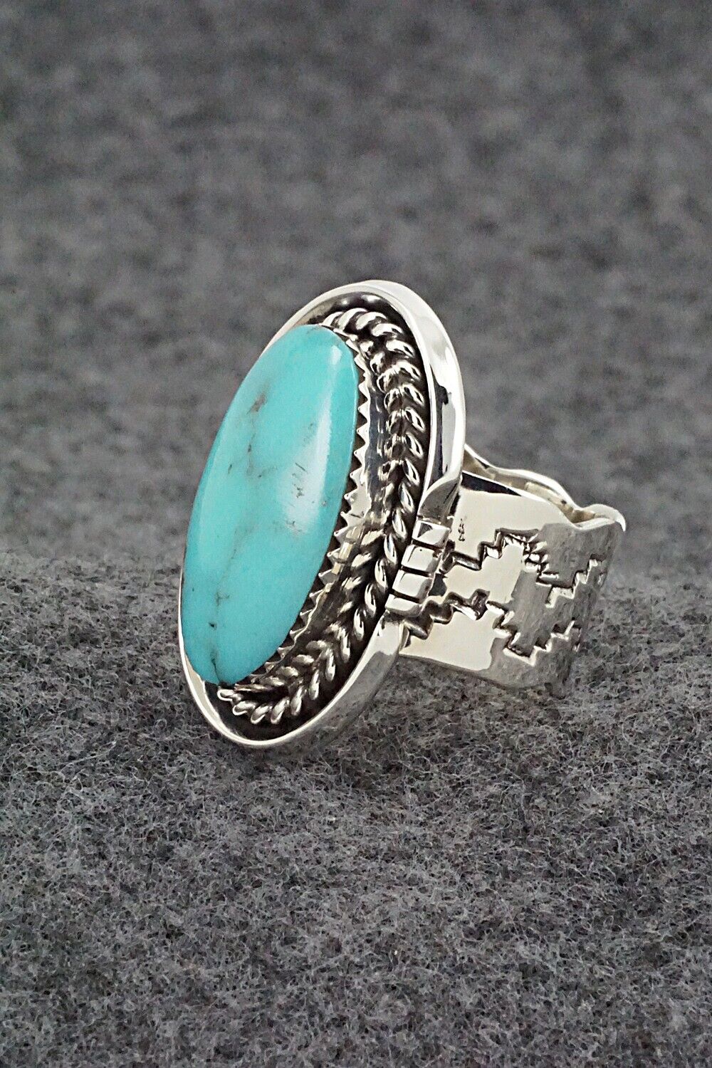 Turquoise & Sterling Silver Ring - Sheena Jack - Size 7
