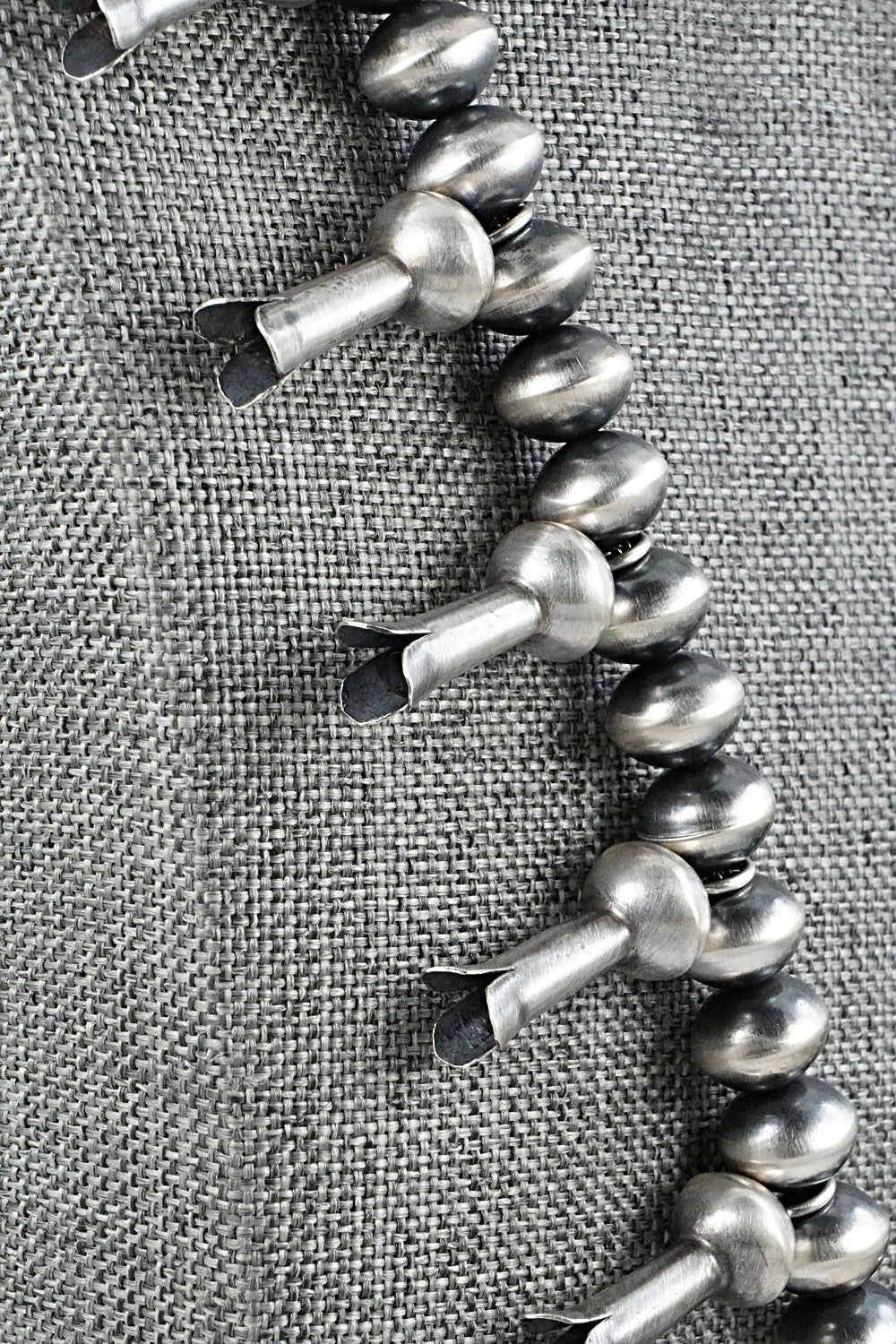 Sterling Silver Navajo Pearl Squash Blossom Necklace - Presley Haley
