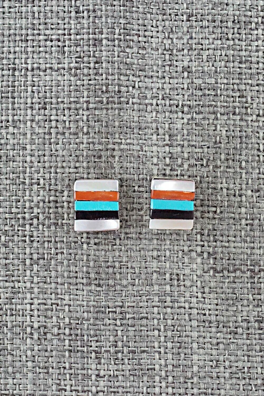 Multi-Stone & Sterling Silver Inlay Earrings - Preston Walela