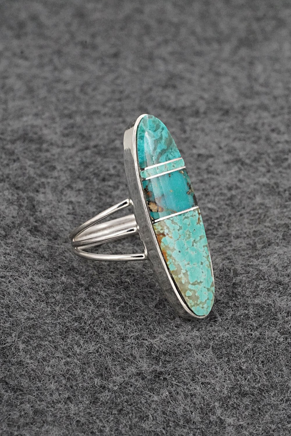 Turquoise & Sterling Silver Ring - Harold Smith - Size 8