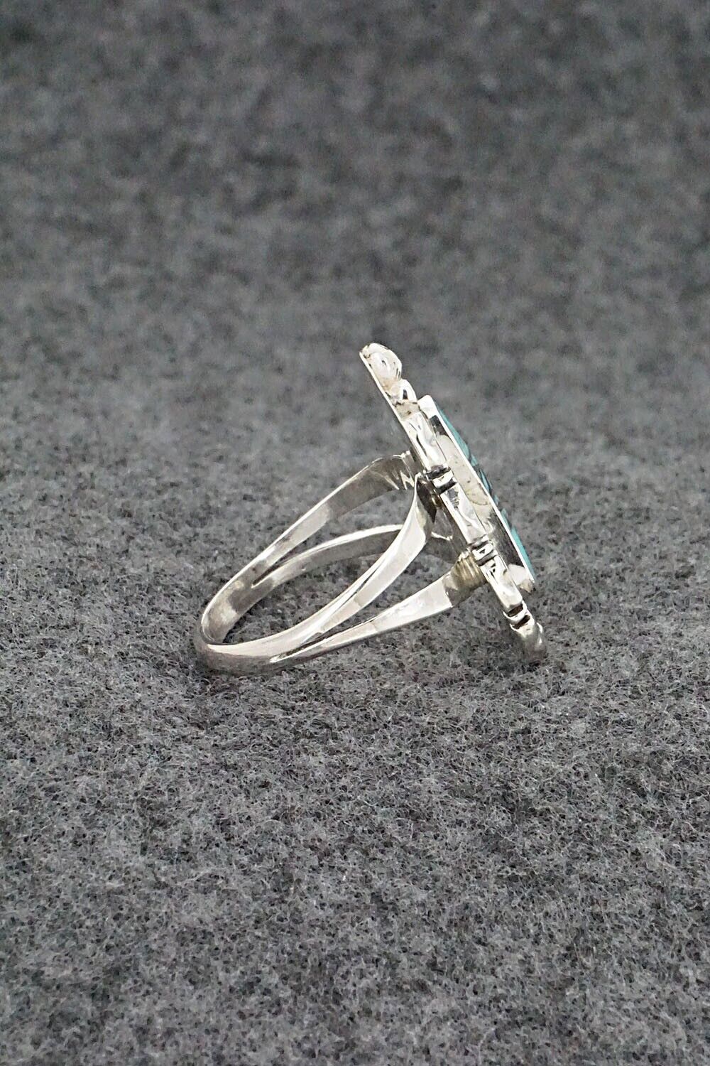 Turquoise & Sterling Silver Inlay Ring - James Manygoats - Size 8