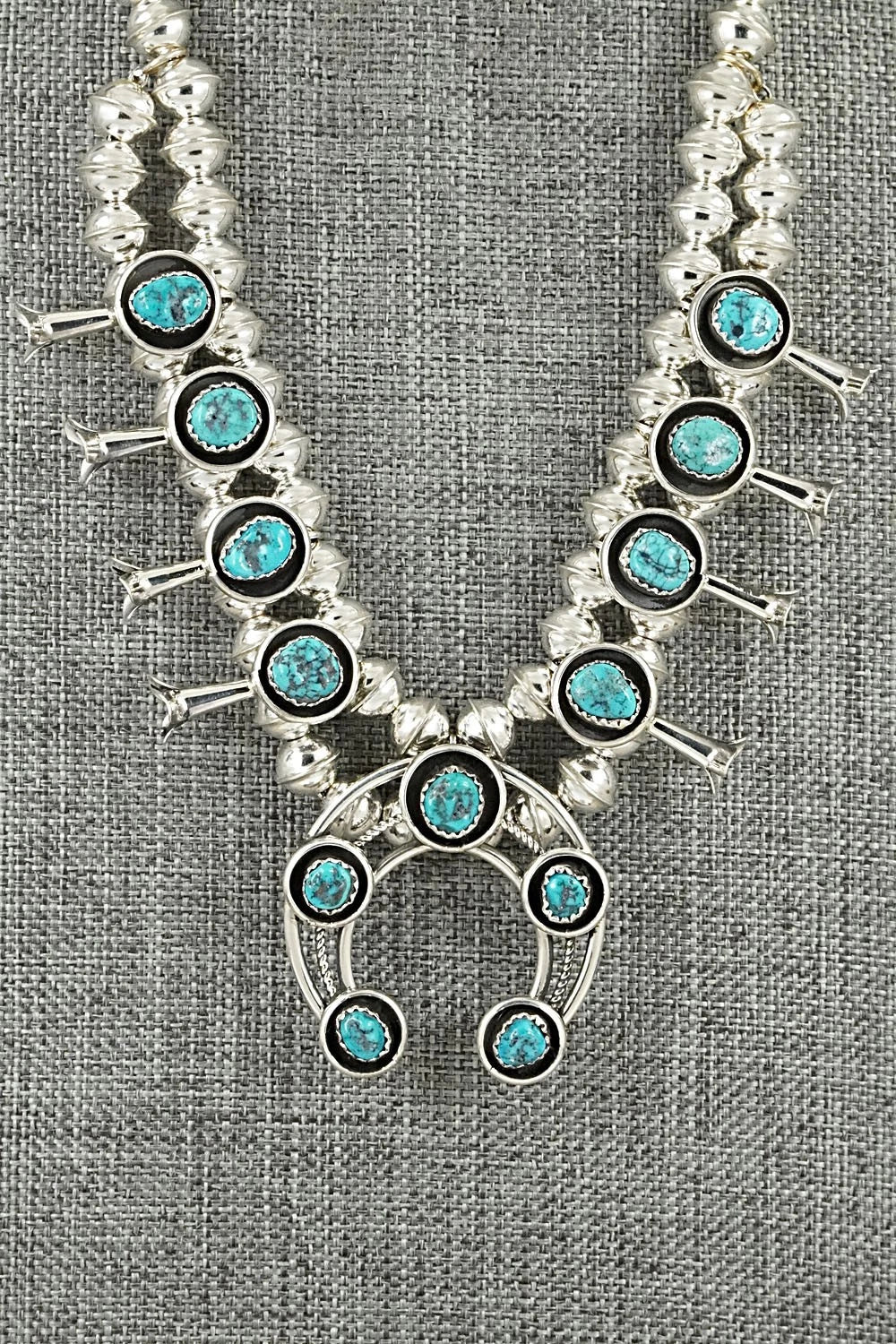 Turquoise & Sterling Silver Squash Blossom Set - Phil Garcia