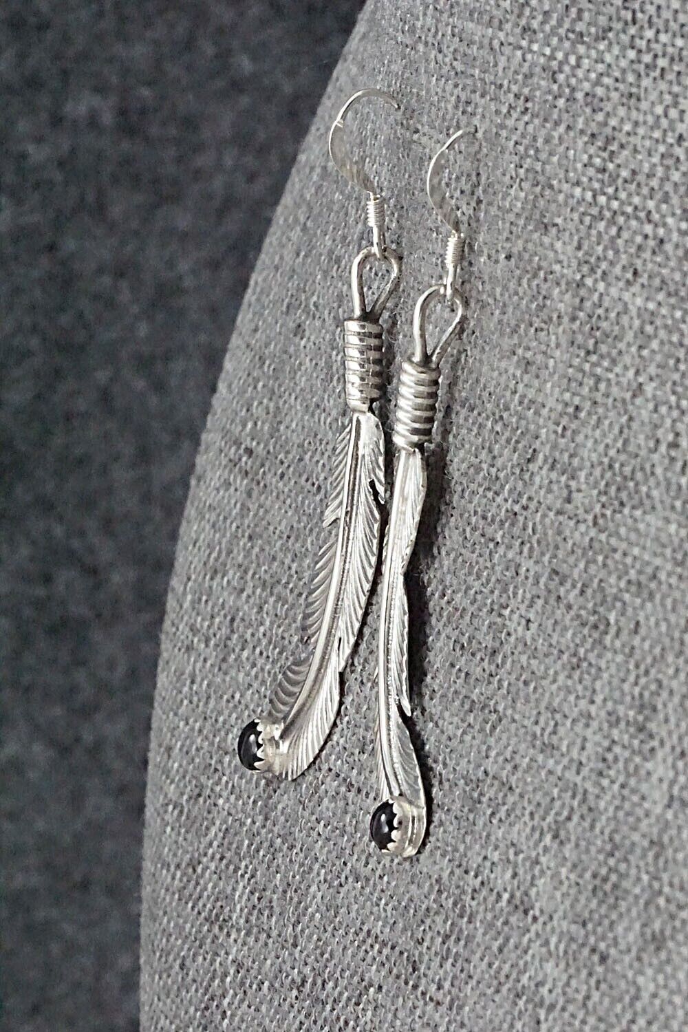 Onyx & Sterling Silver Earrings - Louise Yazzie