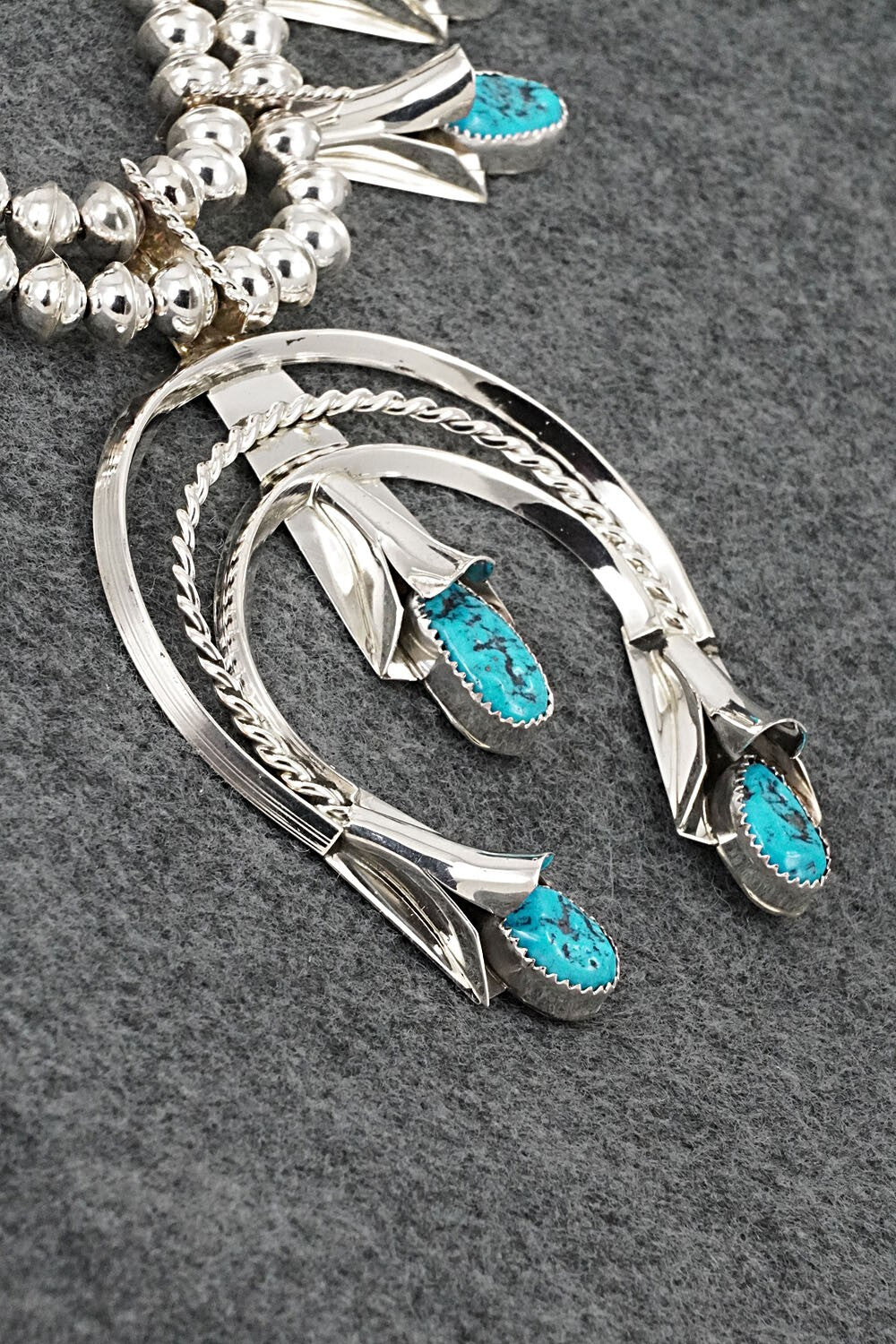 Turquoise & Sterling Silver Squash Blossom Set - Louise Yazzie