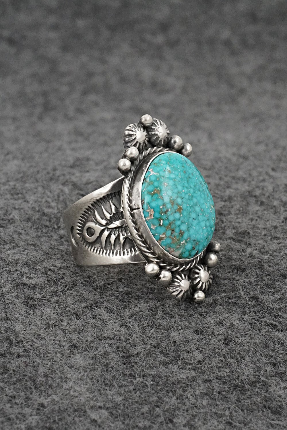 Turquoise & Sterling Silver Ring - Samuel Yellowhair - Size 7