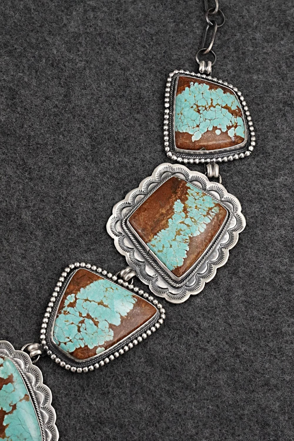 Turquoise & Sterling Silver Necklace and Earrings Set - Darrin Livingston