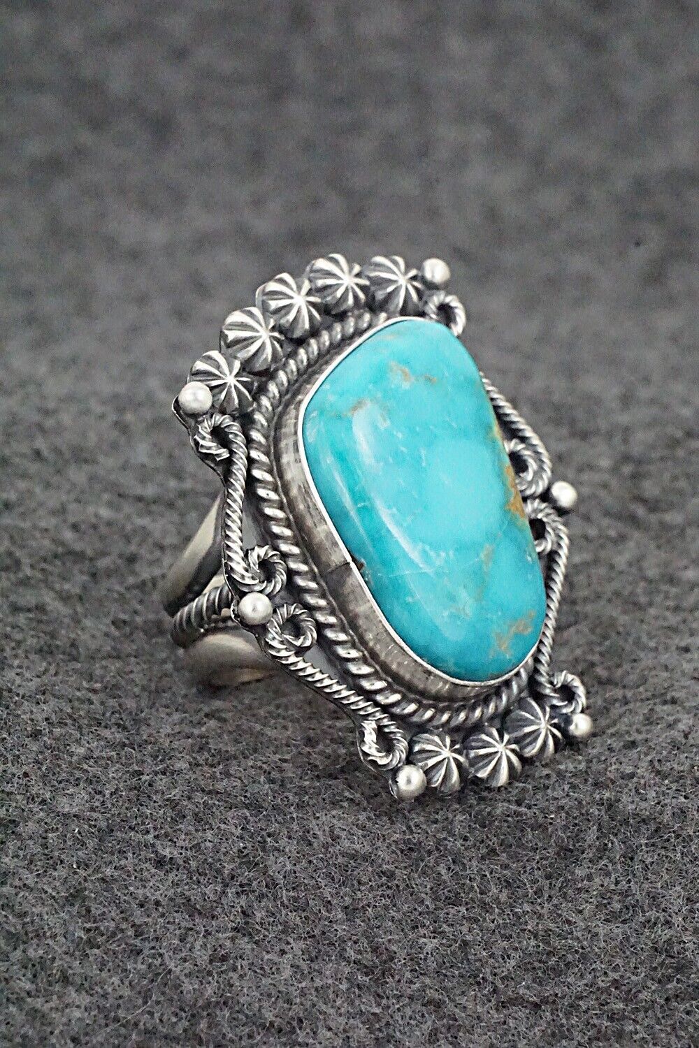 Turquoise & Sterling Silver Ring - Raymond Delgarito - Size 7.5