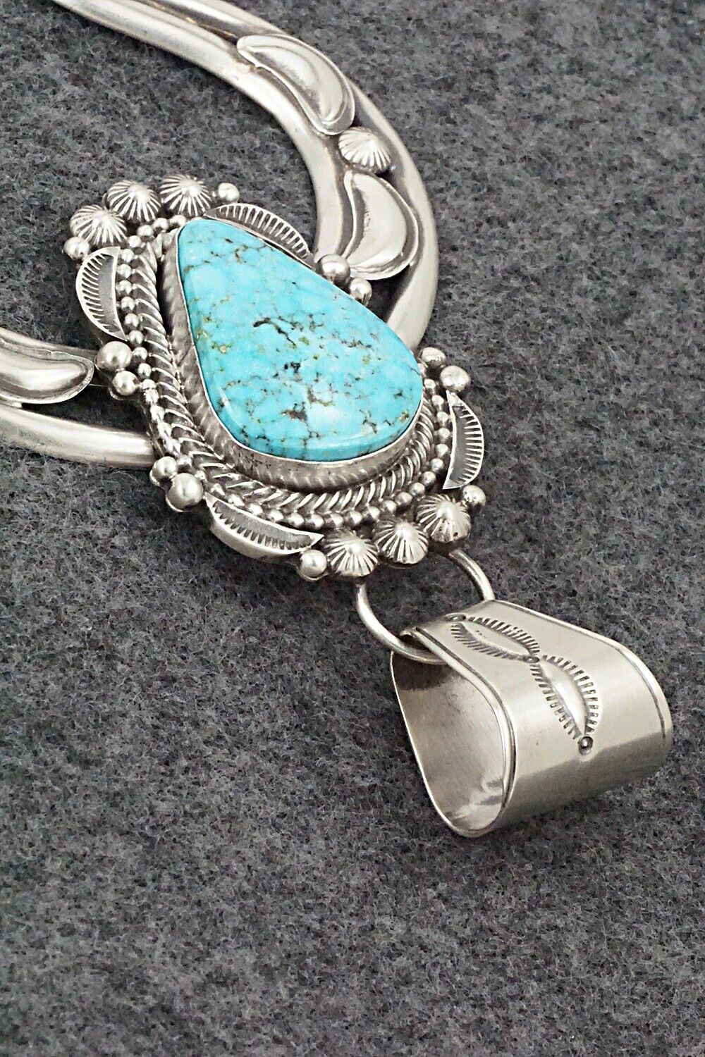 Turquoise & Sterling Silver Naja Pendant - Tom Lewis