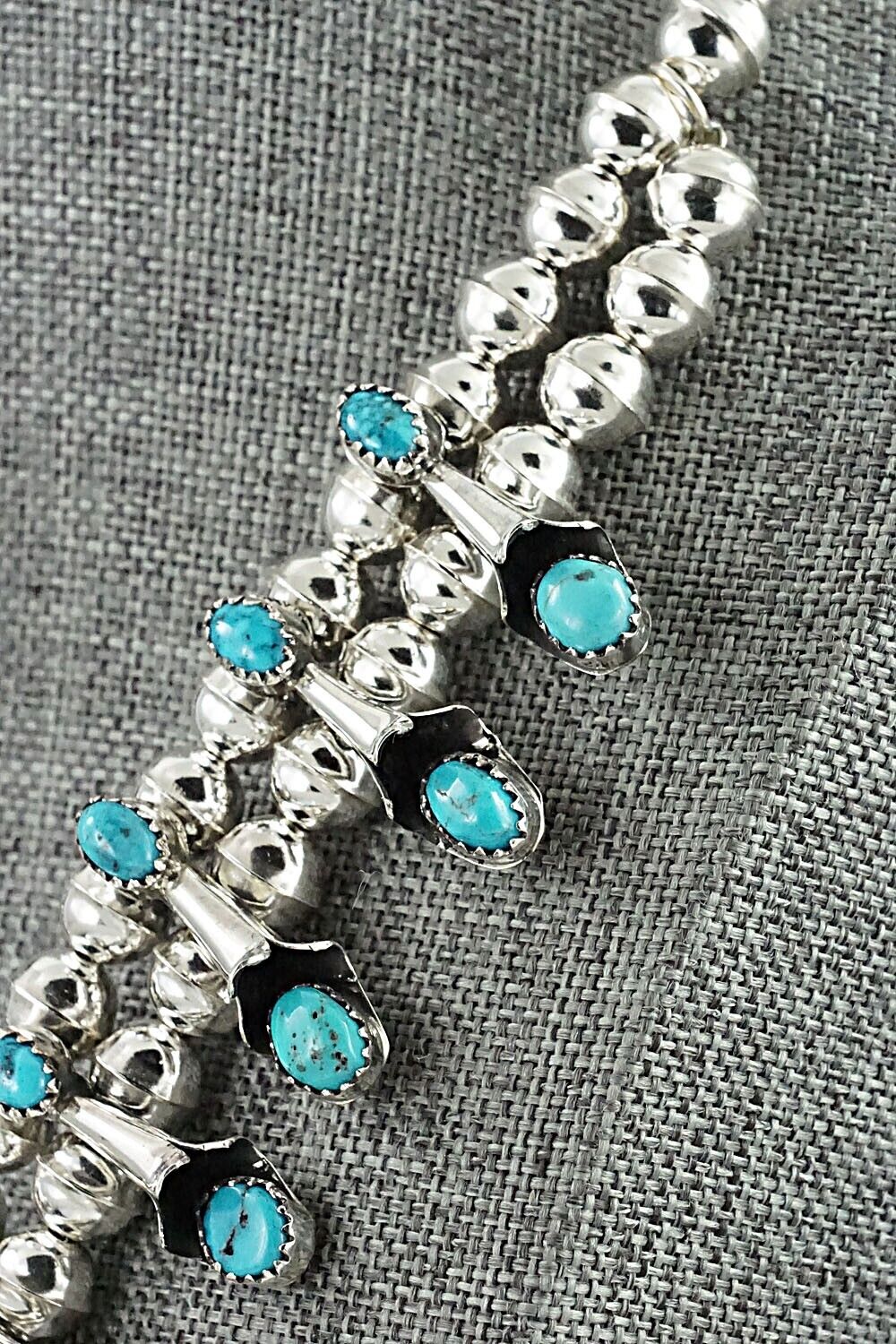 Turquoise & Sterling Silver Squash Blossom Set - Phil Garcia