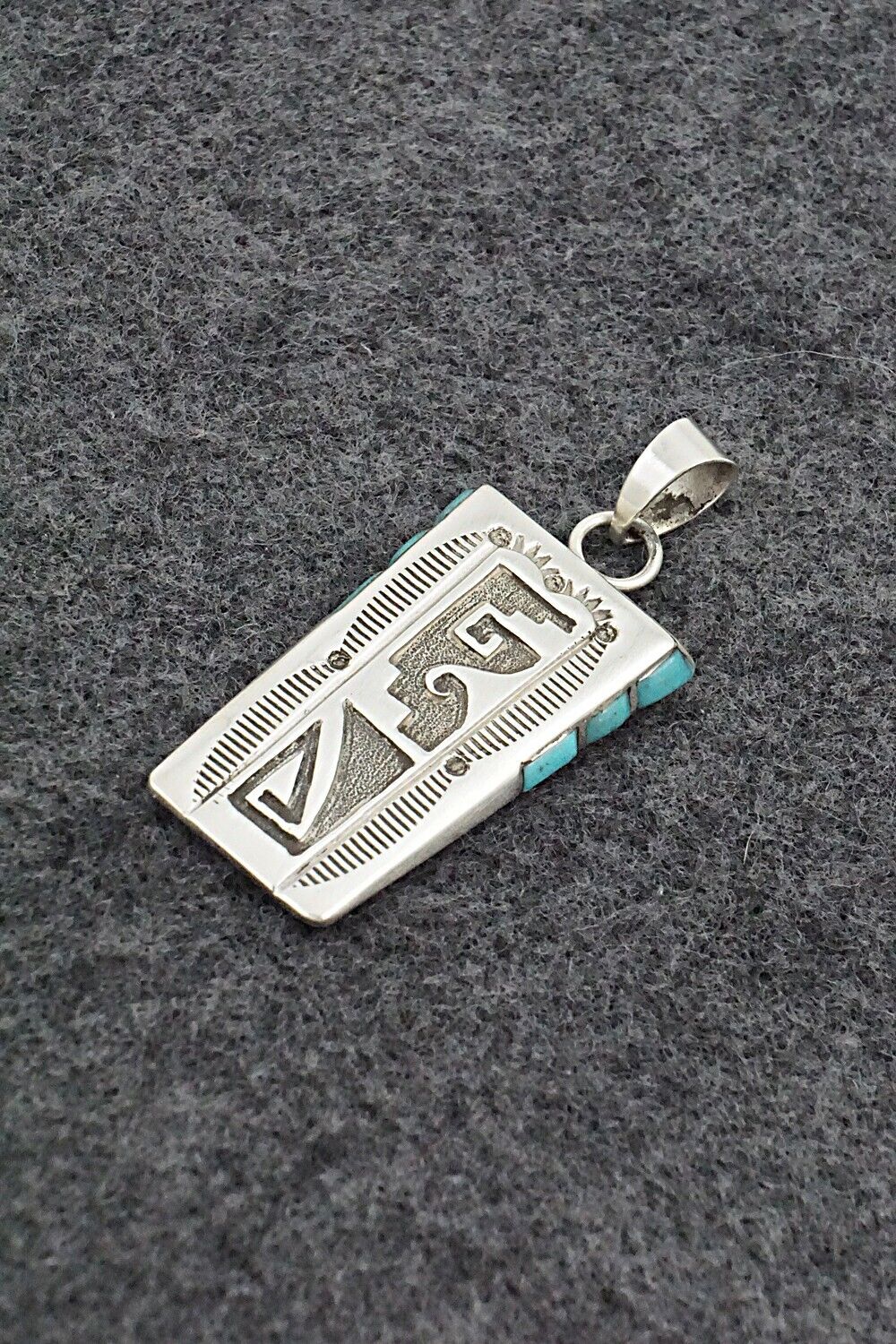 Turquoise & Sterling Silver Pendant - Leonard Jim