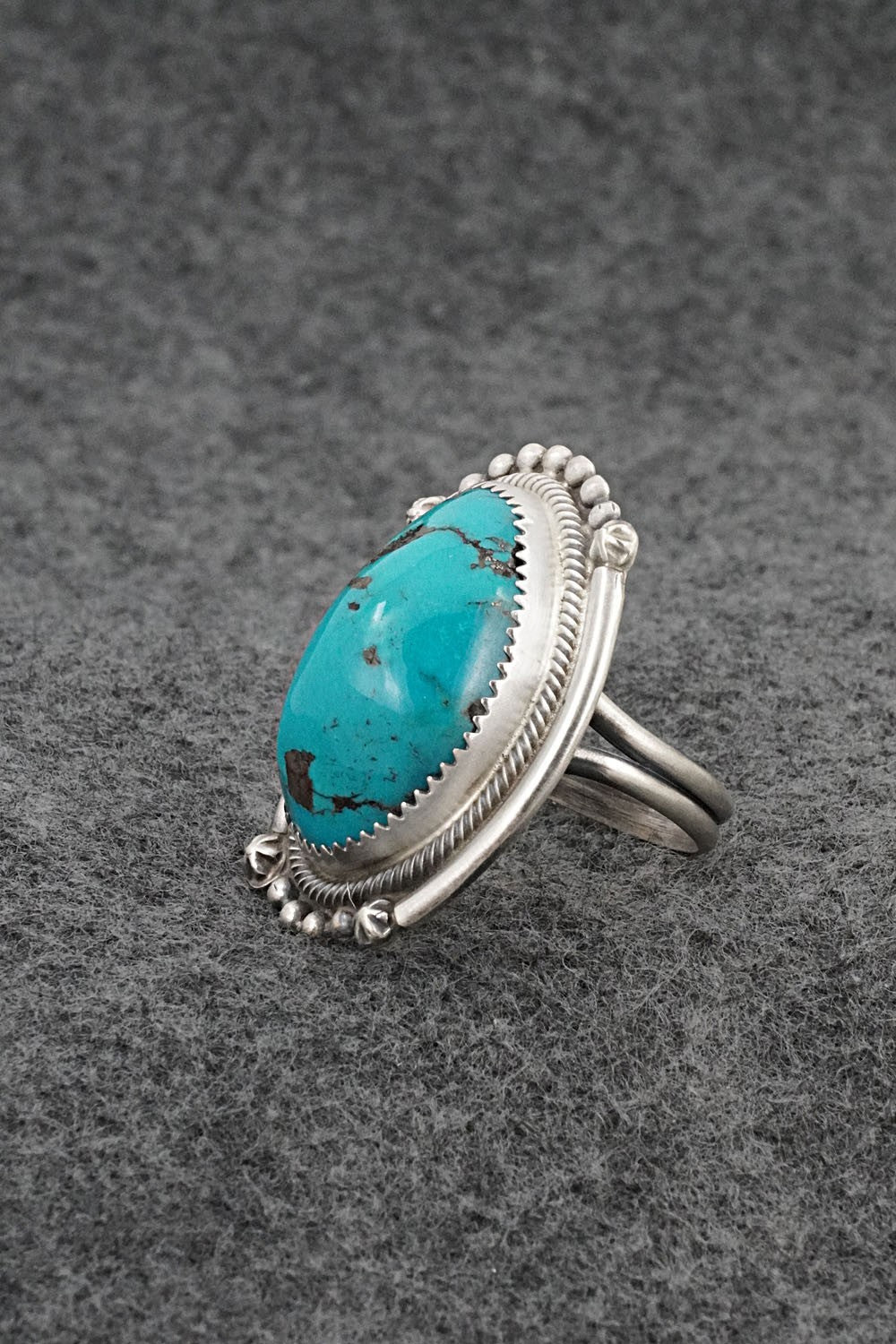 Turquoise & Sterling Silver Ring - Leslie Nez - Size 9.5