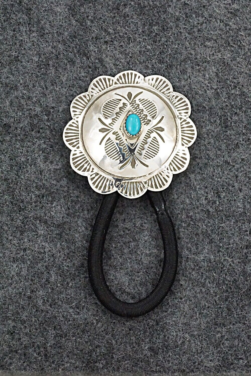 Turquoise & Sterling Silver Hair Tie - Bertha Begay