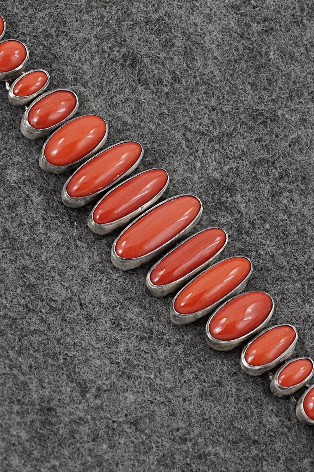 Coral & Sterling Silver Link Bracelet - Loretta Delgarito