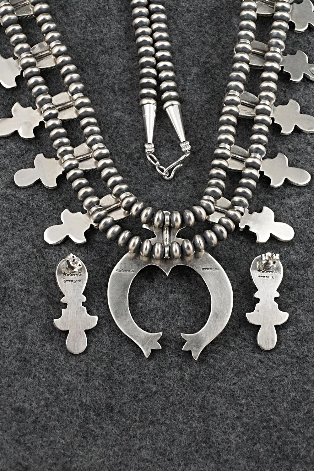 Turquoise & Sterling Silver Squash Blossom Set - Adrienne Gordon