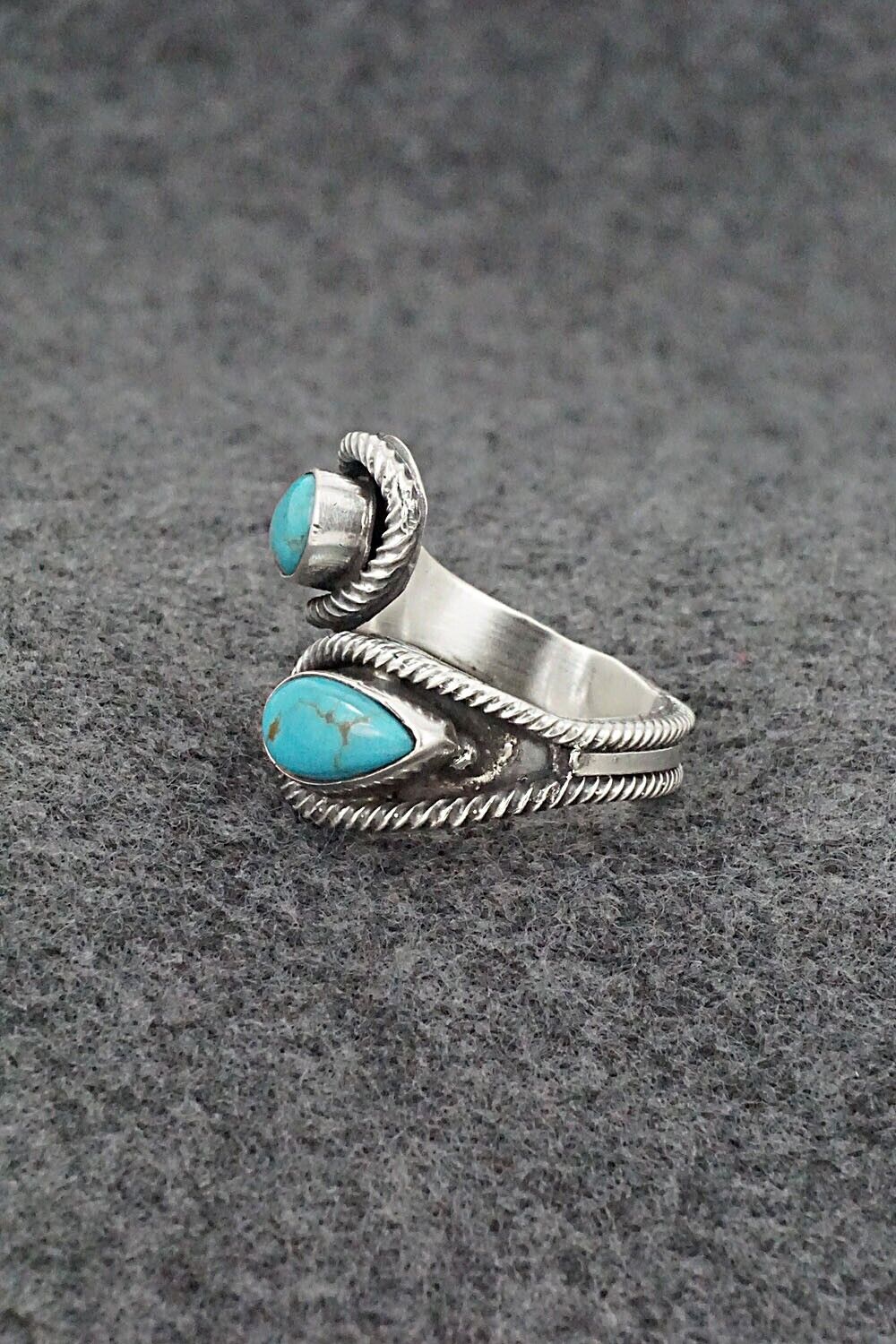 Turquoise & Sterling Silver Ring - Kenny Lonjose - Size 9