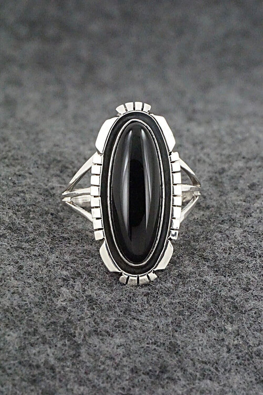Onyx & Sterling Silver Ring - Amos Begay - Size 9.5