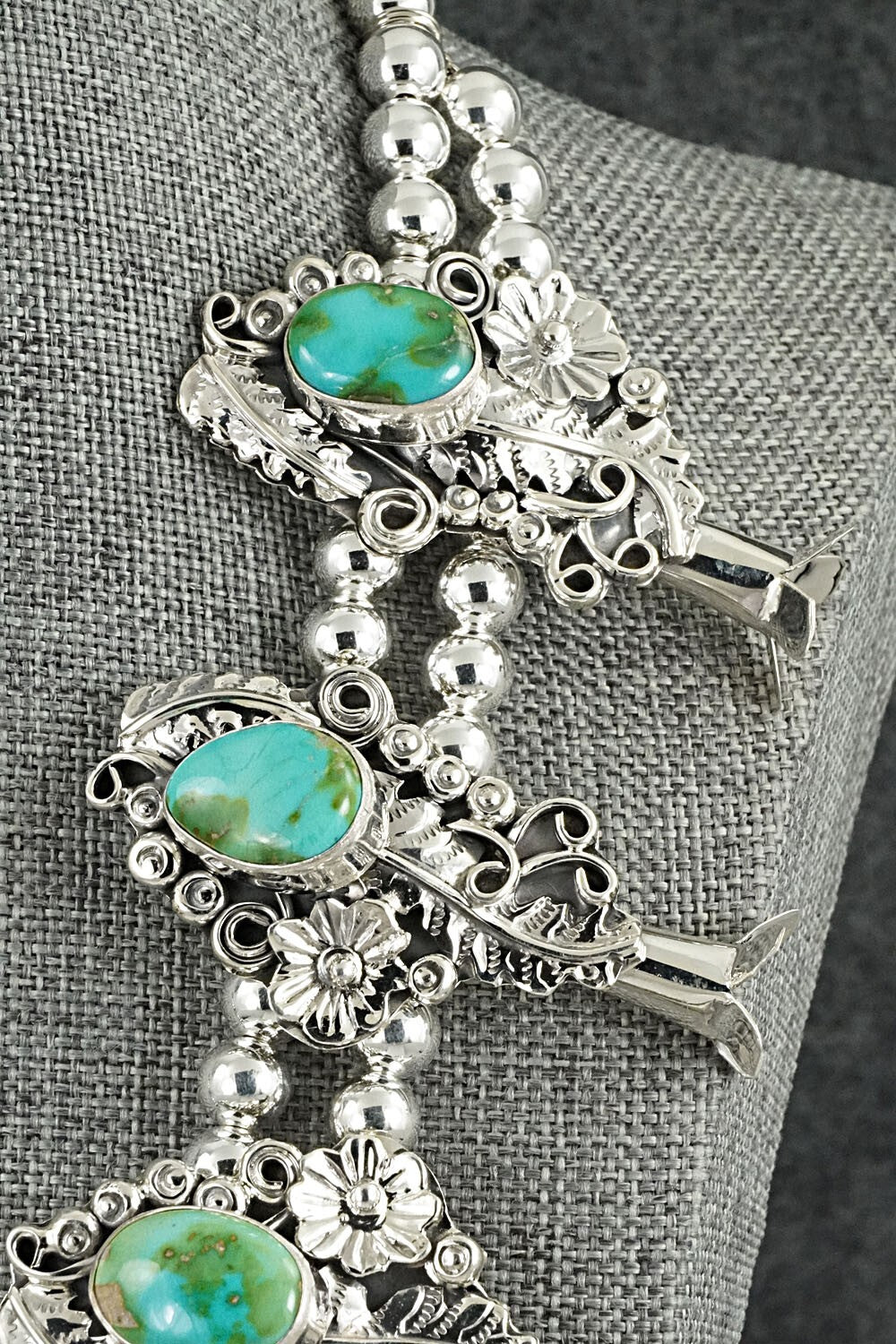 Turquoise & Sterling Silver Squash Blossom Set - Harry B. Yazzie