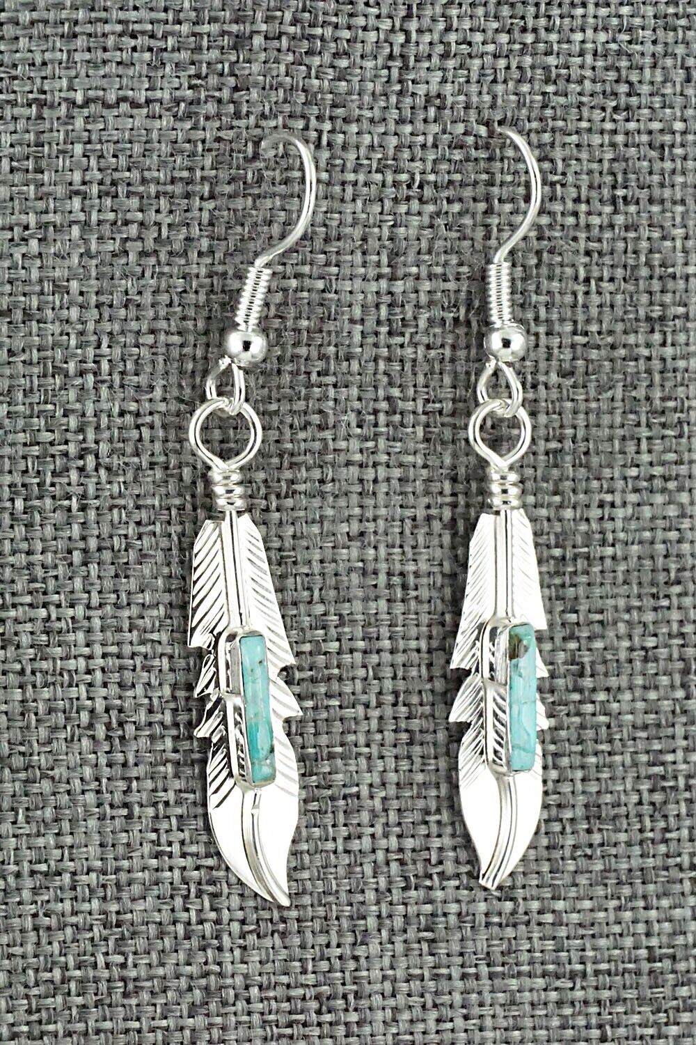 Turquoise & Sterling Silver Inlay Earrings - Allen Barney