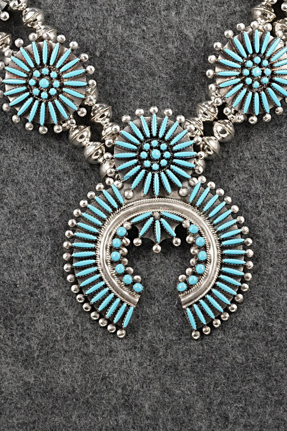 Turquoise & Sterling Silver Squash Blossom Set - Sibert Bowannie Sr.
