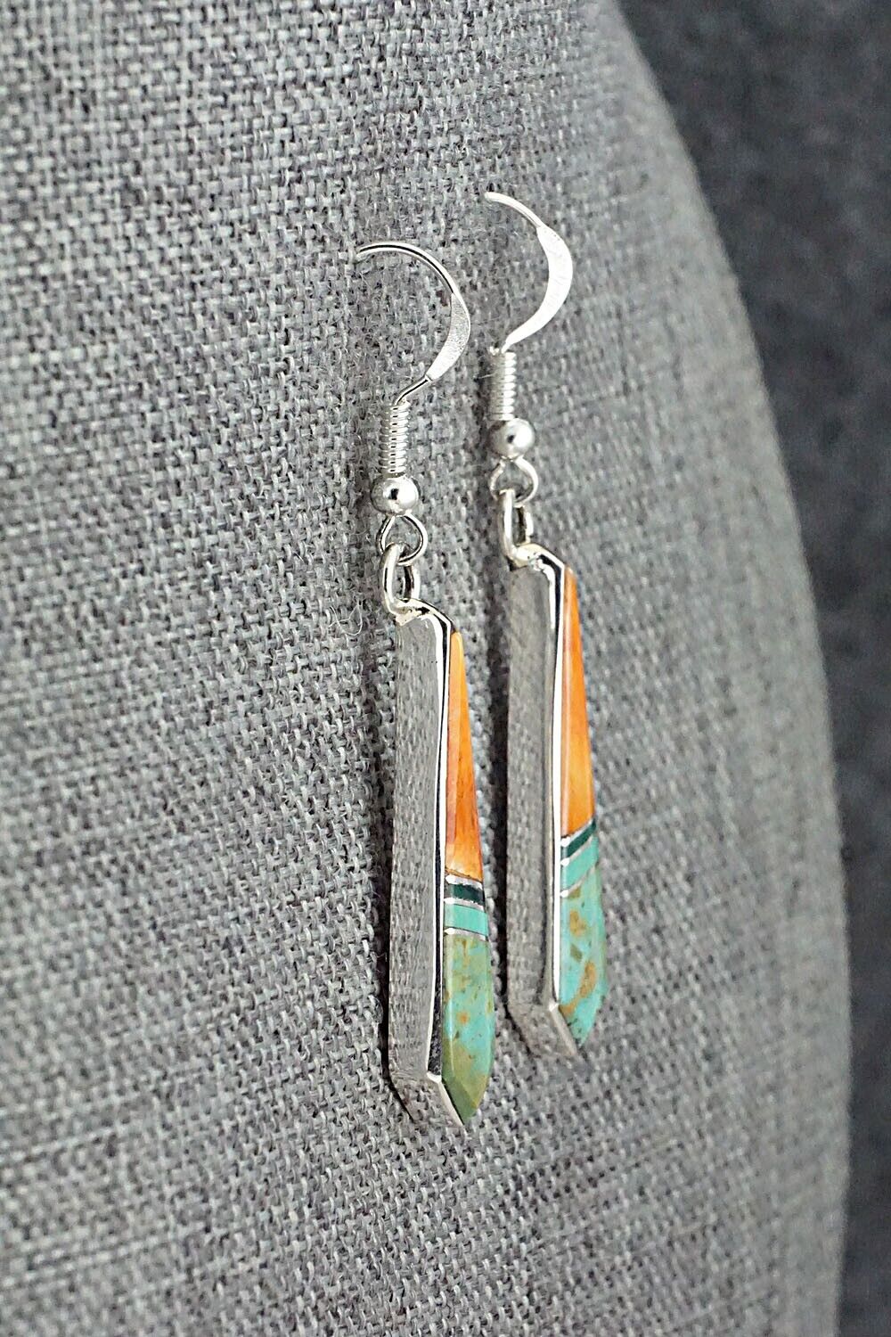 Multi-Stone & Sterling Silver Inlay Earrings - Marilyn Yazzie