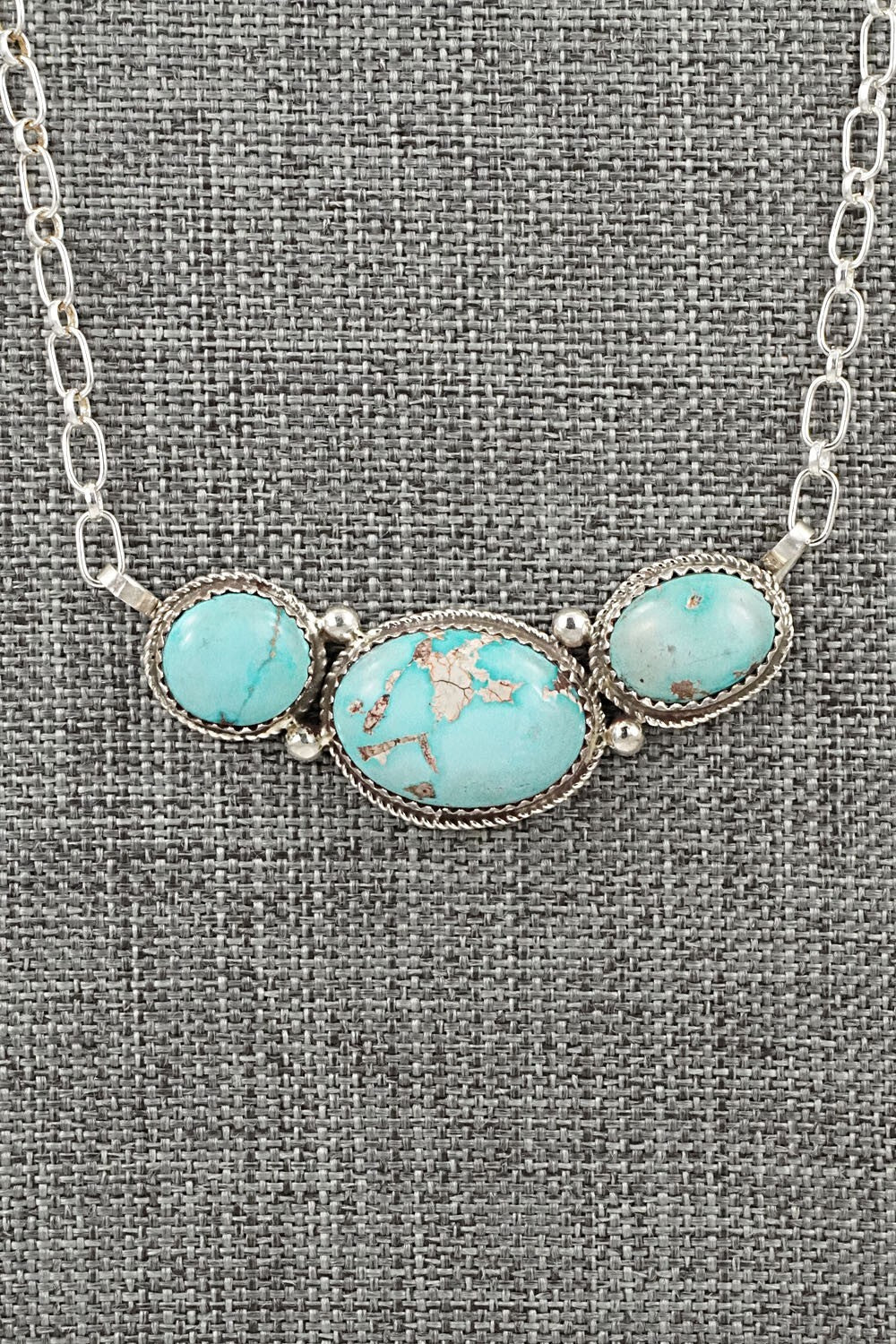 Turquoise & Sterling Silver Necklace - Ernest Hawthorne