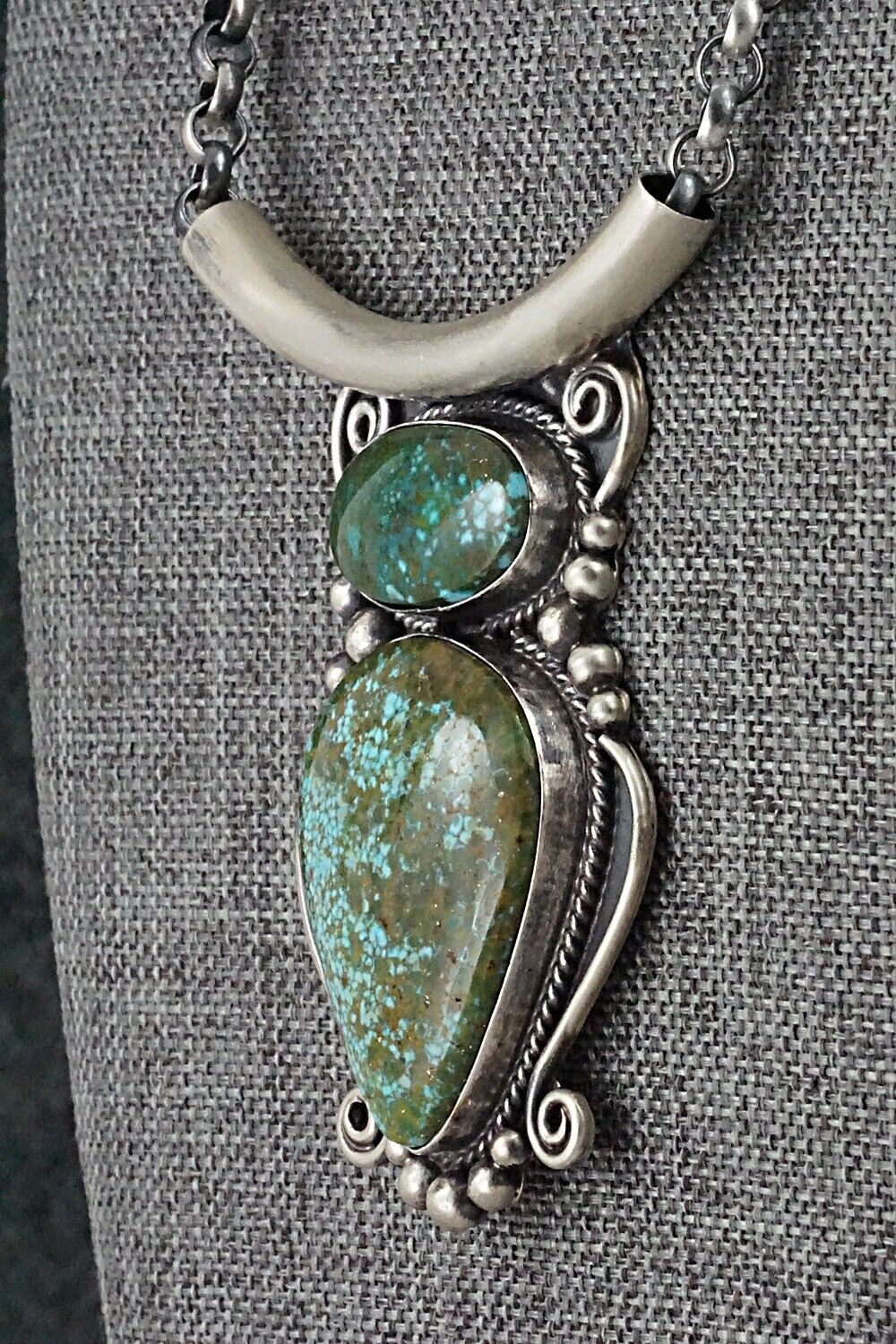 Turquoise & Sterling Silver Necklace - Raymond Delgarito