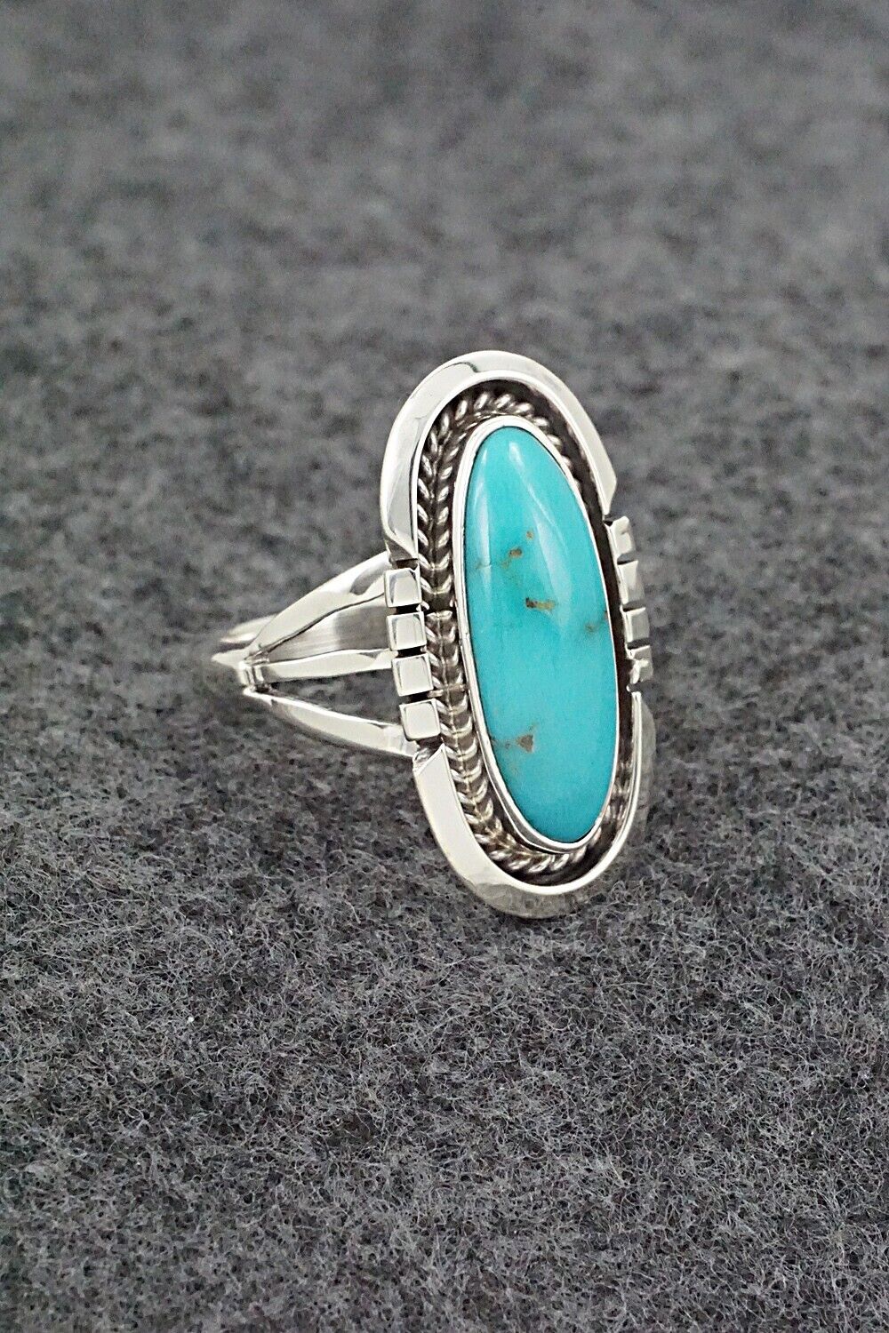 Turquoise & Sterling Silver Ring - Samuel Yellowhair - Size 7.75