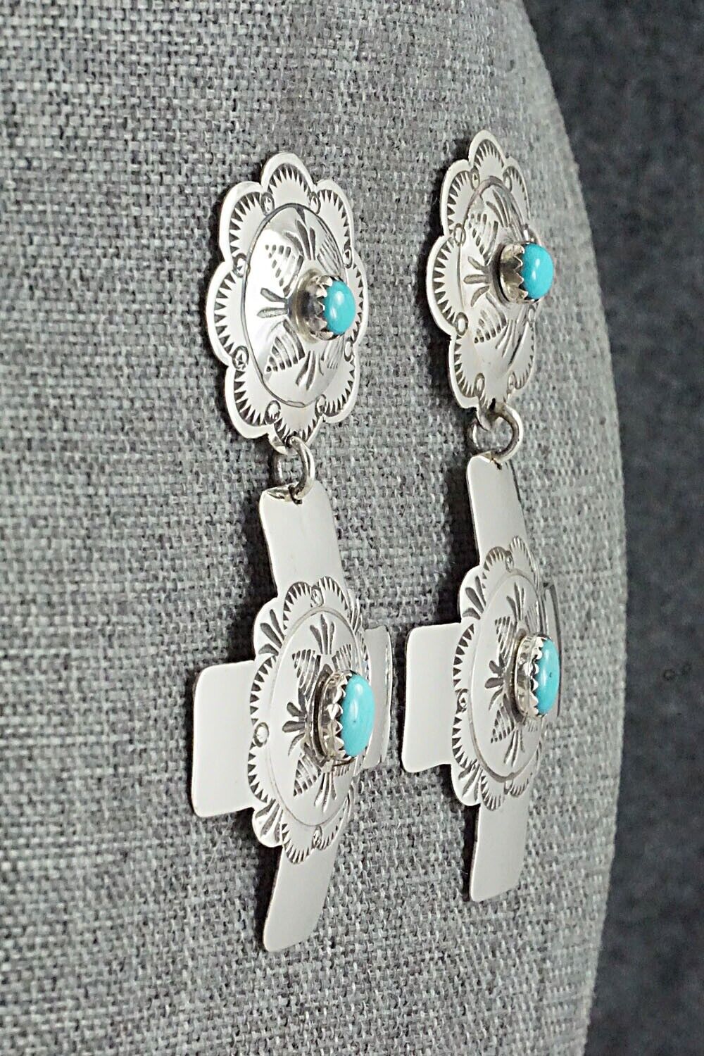 Turquoise and Sterling Silver Earrings - Bertha Begay