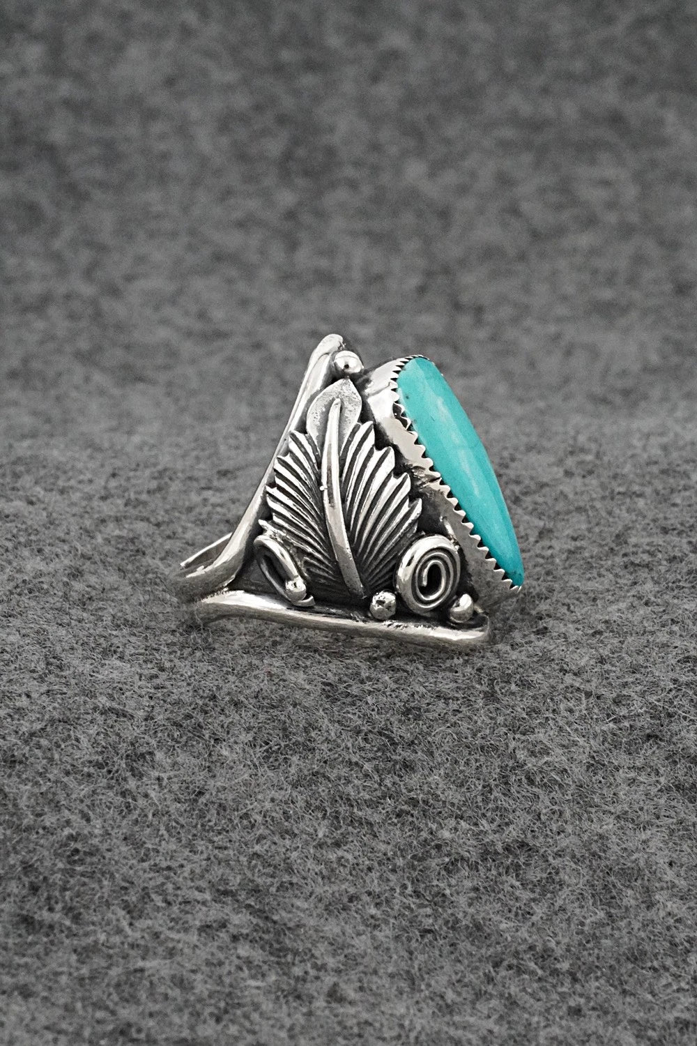 Turquoise & Sterling Silver Ring - Darrell Morgan - Size 9.5