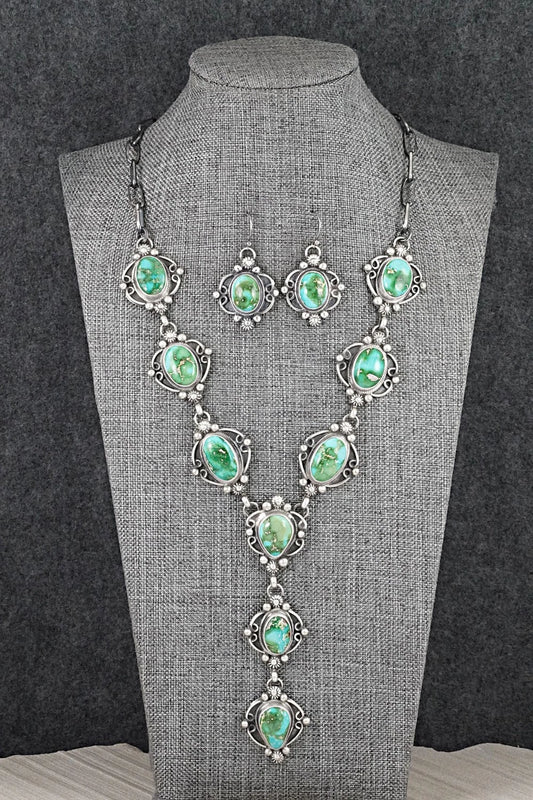 Turquoise & Sterling Silver Necklace and Earrings Set - Kathleen Livingston