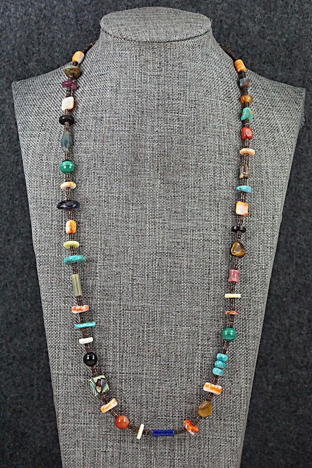 Multi-Stone & Sterling Silver Necklace 28" - Helen Tsosie