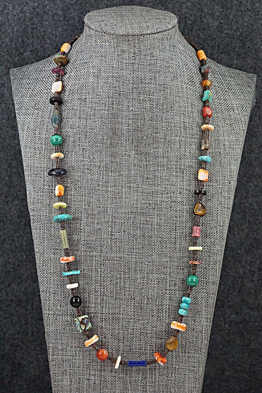 Multi-Stone & Sterling Silver Necklace 28" - Helen Tsosie