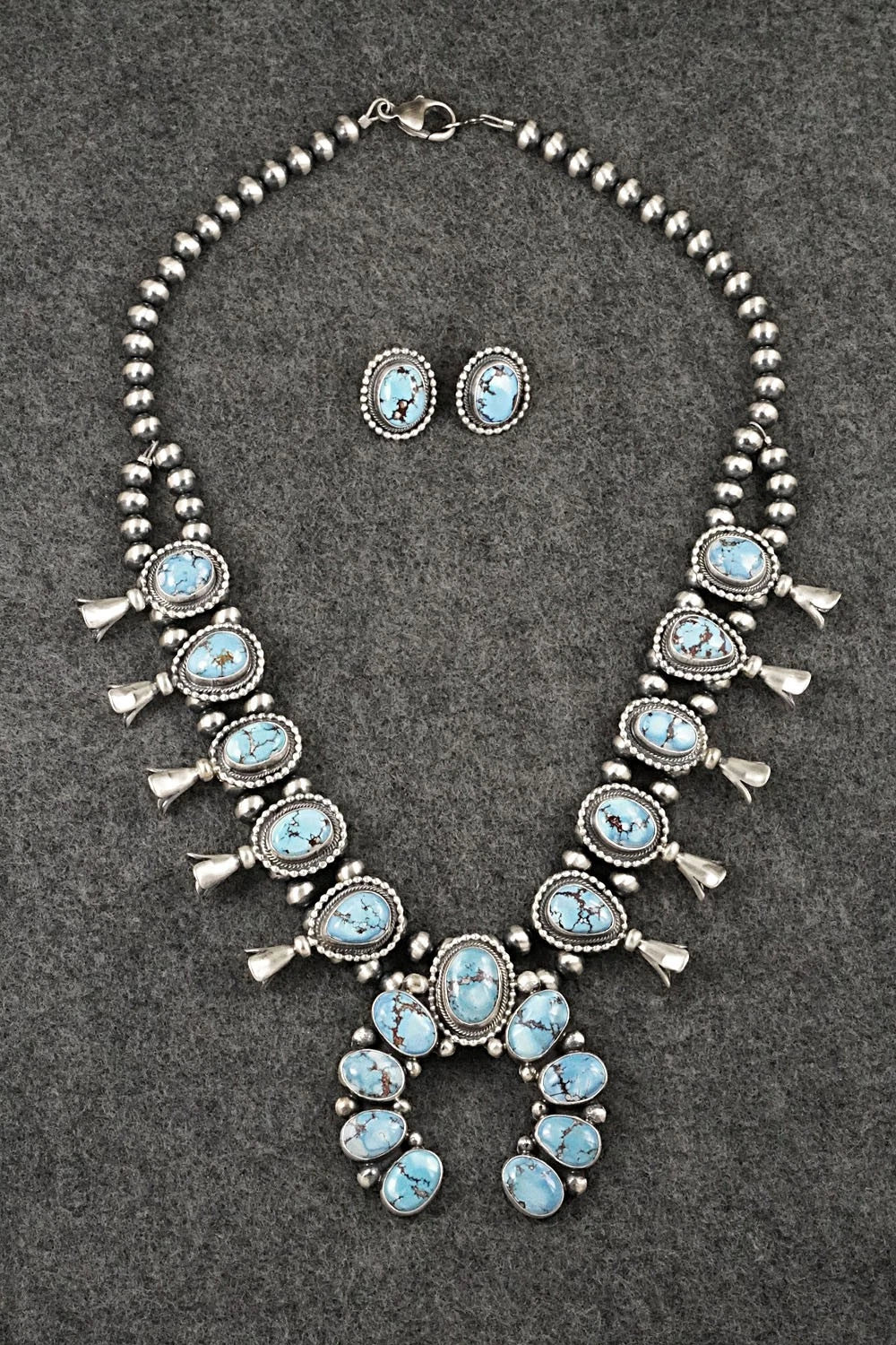 Turquoise & Sterling Silver Squash Blossom Set - Darrin Livingston