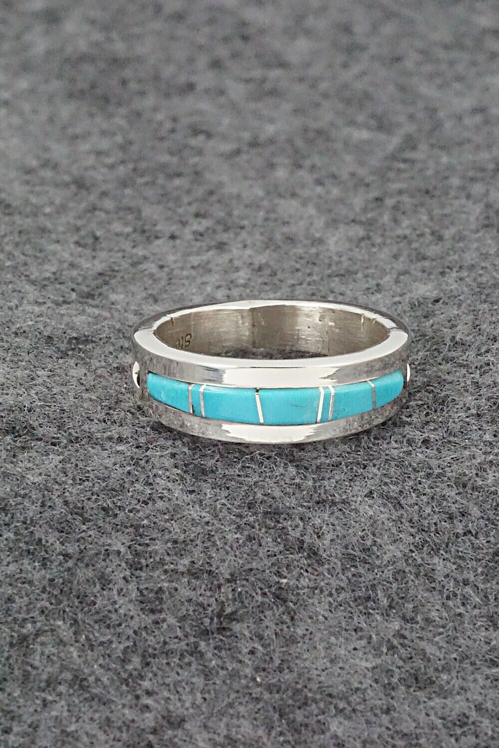 Turquoise & Sterling Silver Inlay Ring - Wilbert Muskett Jr. - Size 9