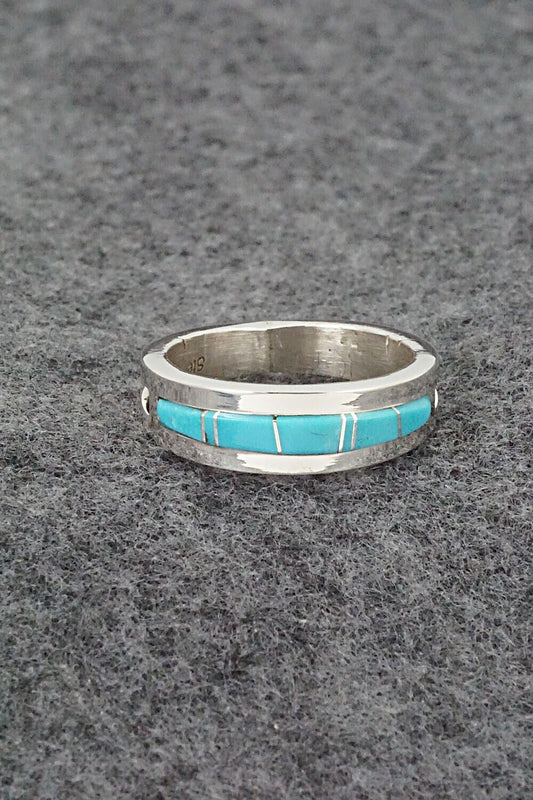 Turquoise & Sterling Silver Inlay Ring - Wilbert Muskett Jr. - Size 9