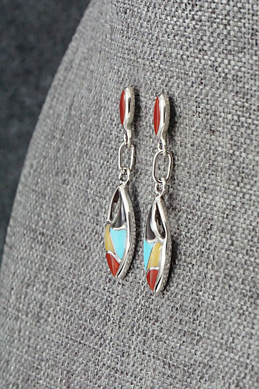 Multi-Stone & Sterling Silver Inlay Earrings - Faye Leekya