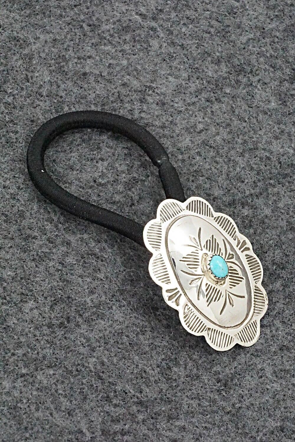 Turquoise & Sterling Silver Hair Tie - Bertha Begay