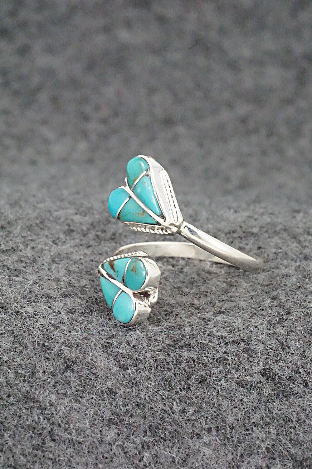 Turquoise & Sterling Silver Ring - Velda Nastacio - Size 9.5 Adj.