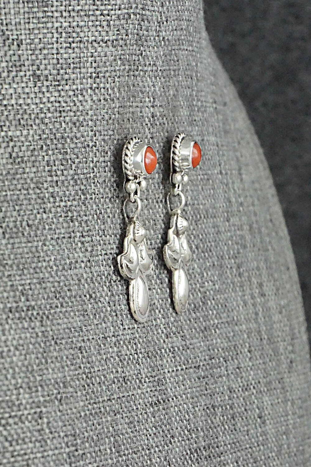 Coral & Sterling Silver Earrings - Verley Betone