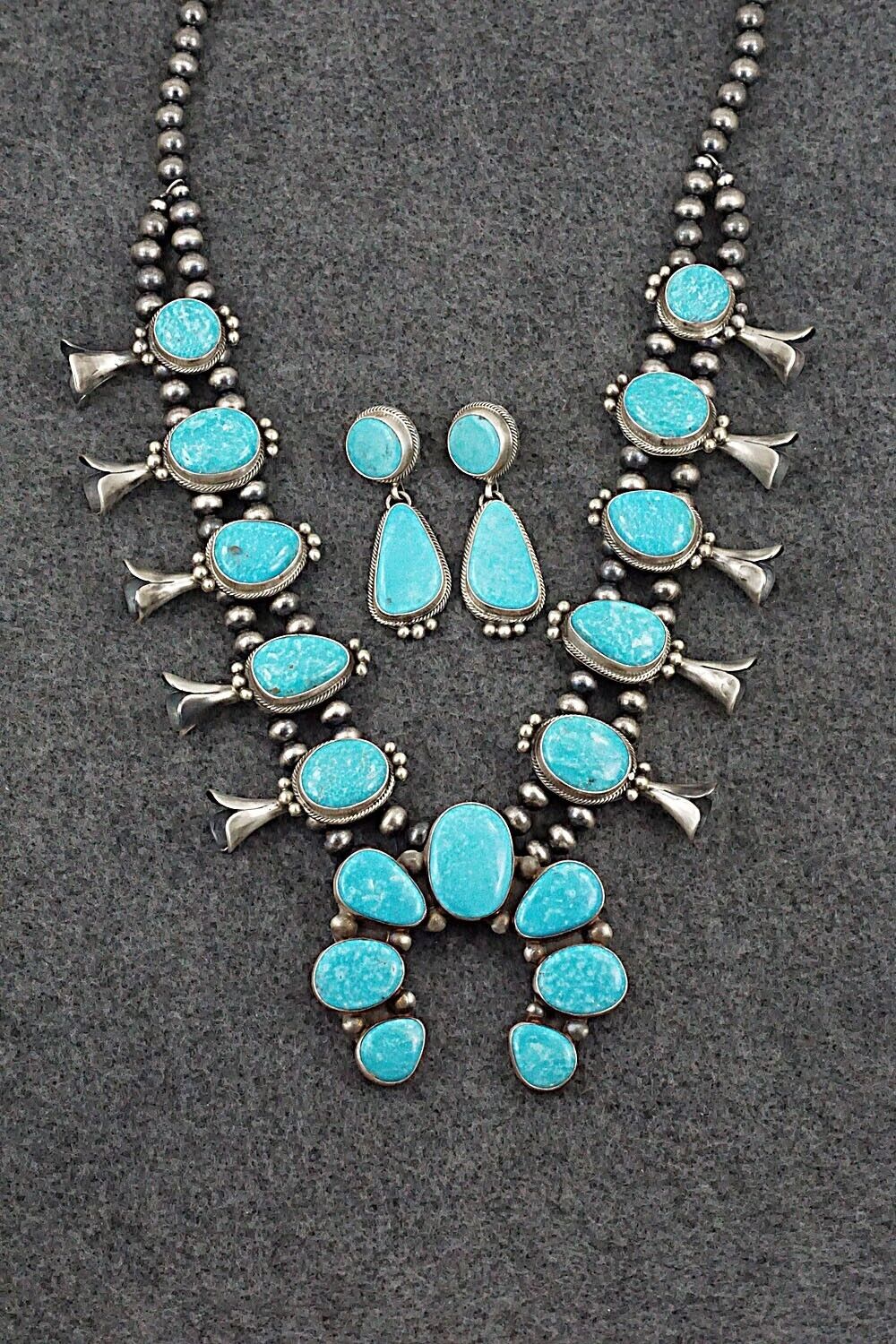 Turquoise & Sterling Silver Squash Blossom Set - Kathleen Chavez